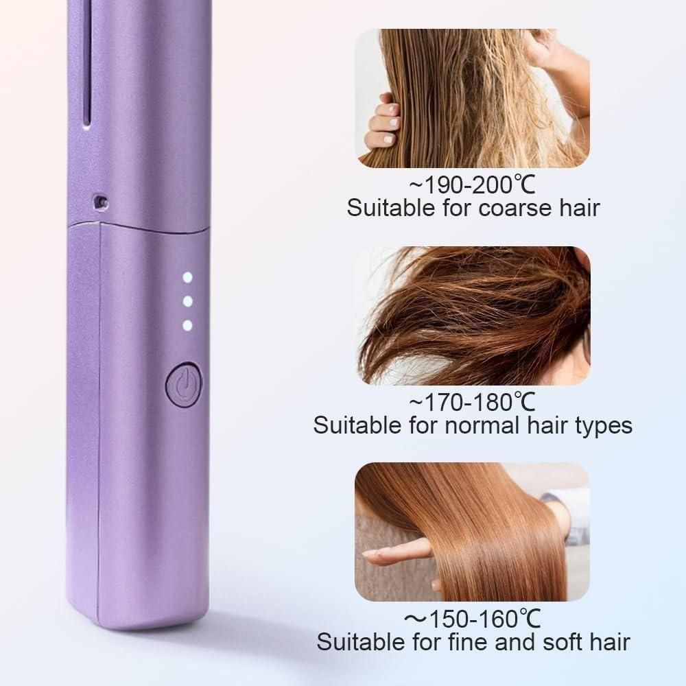 Meneflix Portable Mini Hair Straightener Cordless Adjustable Hair Straightener Hot Comb